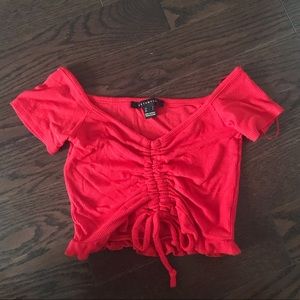 Red Cinched Adjustable Crop Top